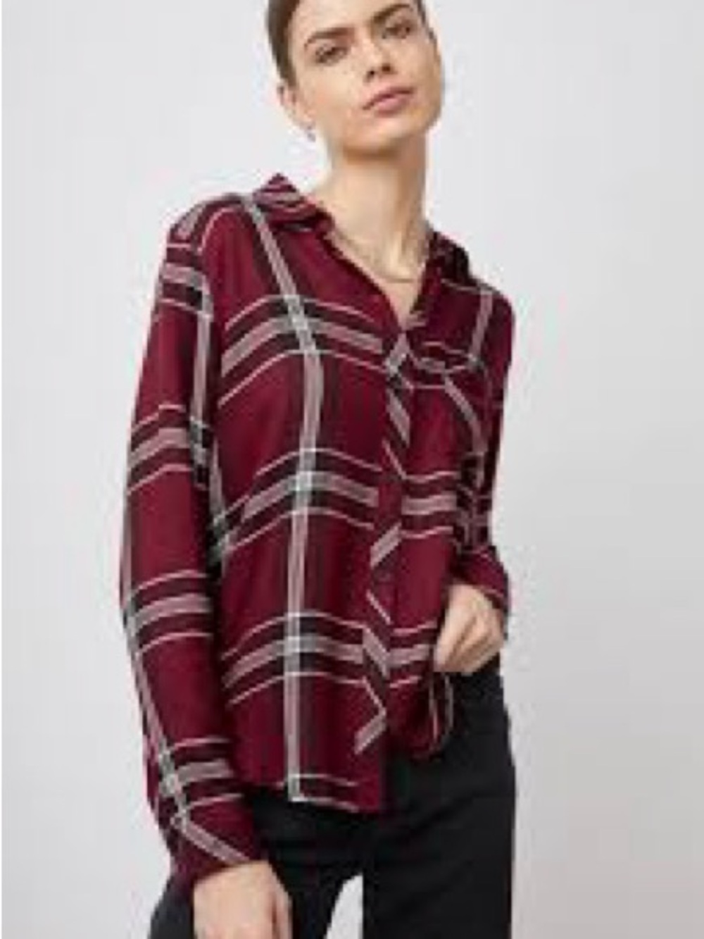Rails Hunter Plaid Button Up Shirt, Small, Sangria, Black White